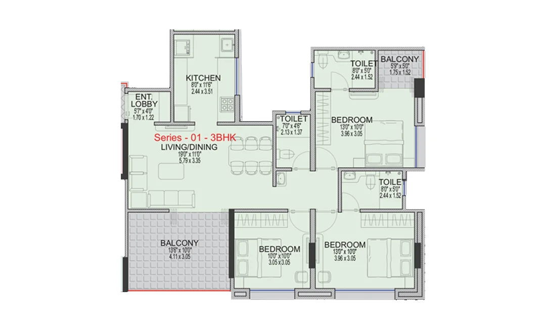 MILLENNIUM AMARA 3BHK
